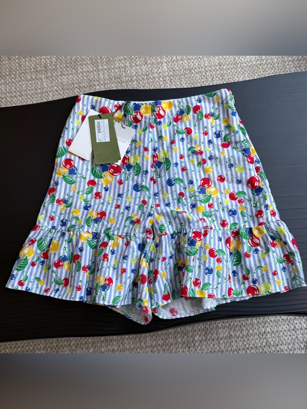 Gucci Multicolor Cherry-Print Ruffle Hem Women’s Shorts